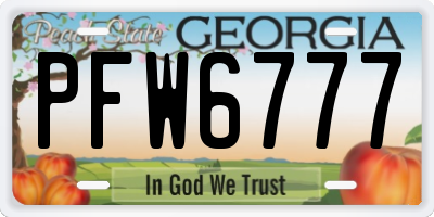 GA license plate PFW6777