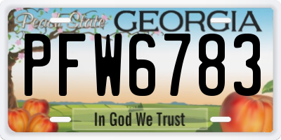 GA license plate PFW6783