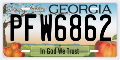 GA license plate PFW6862