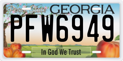 GA license plate PFW6949