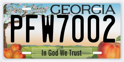GA license plate PFW7002