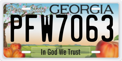 GA license plate PFW7063