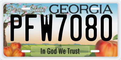 GA license plate PFW7080