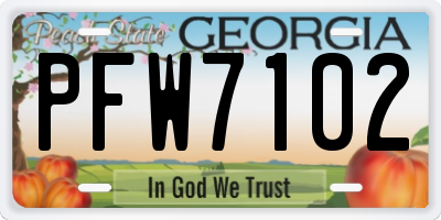 GA license plate PFW7102