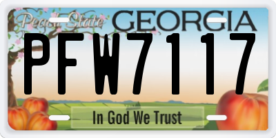GA license plate PFW7117