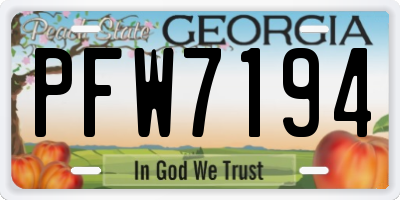GA license plate PFW7194