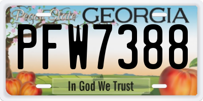 GA license plate PFW7388