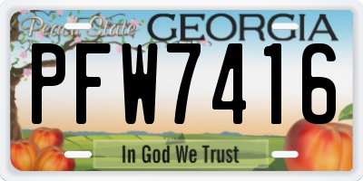 GA license plate PFW7416