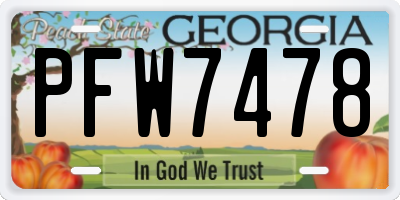 GA license plate PFW7478