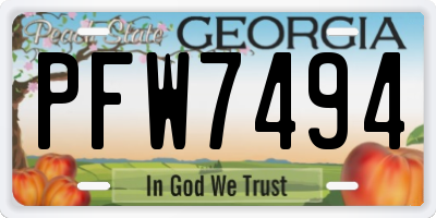 GA license plate PFW7494