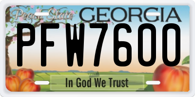 GA license plate PFW7600