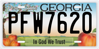 GA license plate PFW7620
