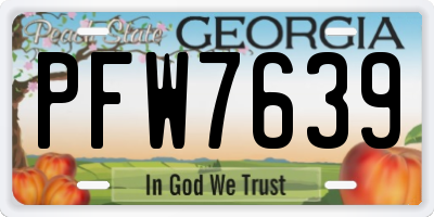 GA license plate PFW7639