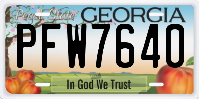 GA license plate PFW7640