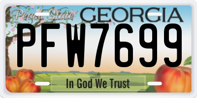 GA license plate PFW7699