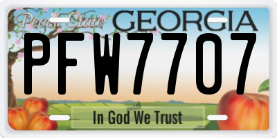 GA license plate PFW7707