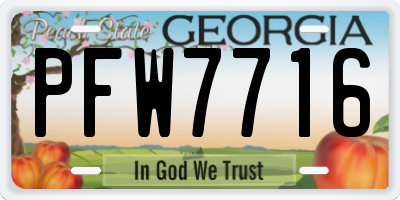 GA license plate PFW7716