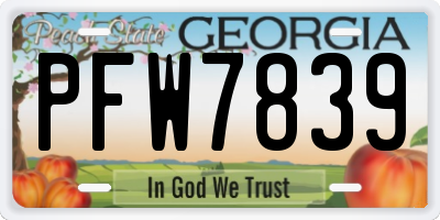 GA license plate PFW7839