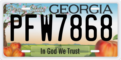 GA license plate PFW7868