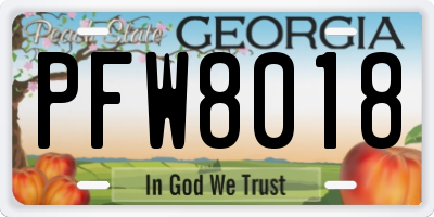 GA license plate PFW8018
