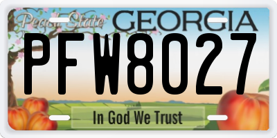 GA license plate PFW8027