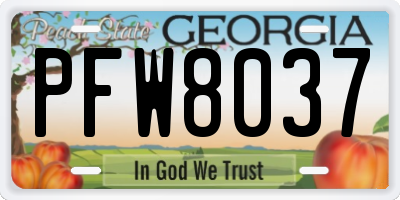 GA license plate PFW8037