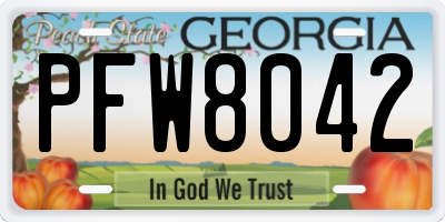 GA license plate PFW8042