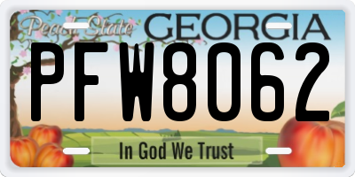 GA license plate PFW8062