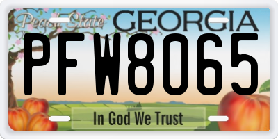 GA license plate PFW8065