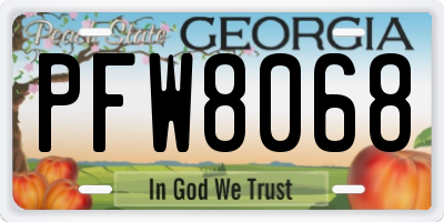 GA license plate PFW8068