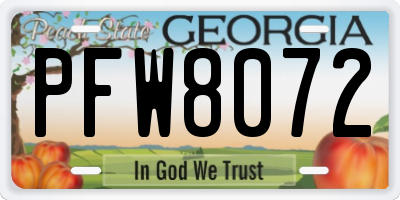 GA license plate PFW8072