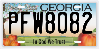 GA license plate PFW8082