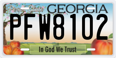 GA license plate PFW8102