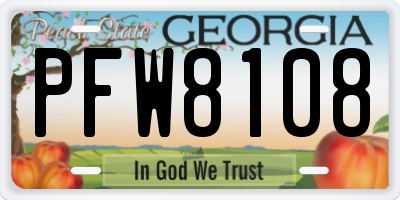GA license plate PFW8108