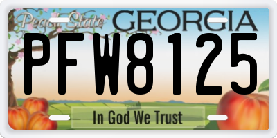 GA license plate PFW8125