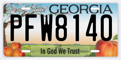 GA license plate PFW8140