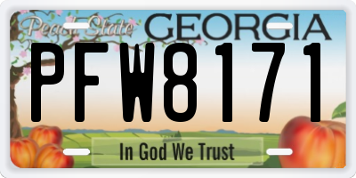 GA license plate PFW8171