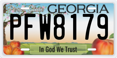 GA license plate PFW8179