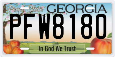 GA license plate PFW8180