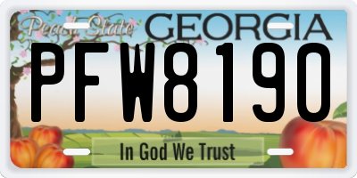 GA license plate PFW8190