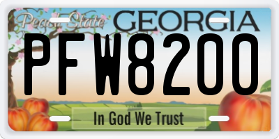 GA license plate PFW8200
