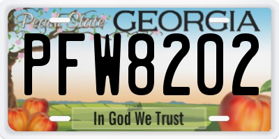 GA license plate PFW8202