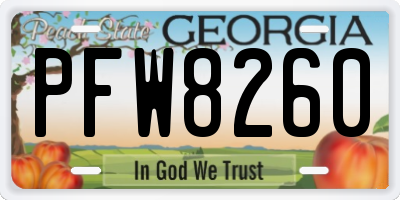 GA license plate PFW8260