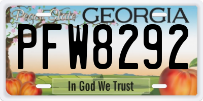 GA license plate PFW8292