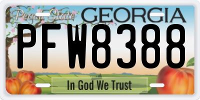 GA license plate PFW8388