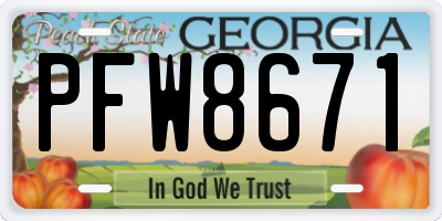 GA license plate PFW8671