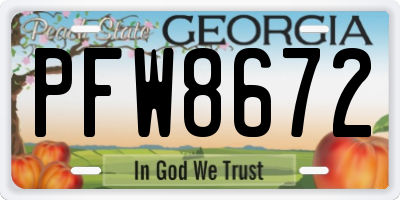 GA license plate PFW8672