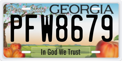GA license plate PFW8679