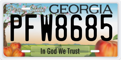 GA license plate PFW8685
