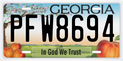 GA license plate PFW8694